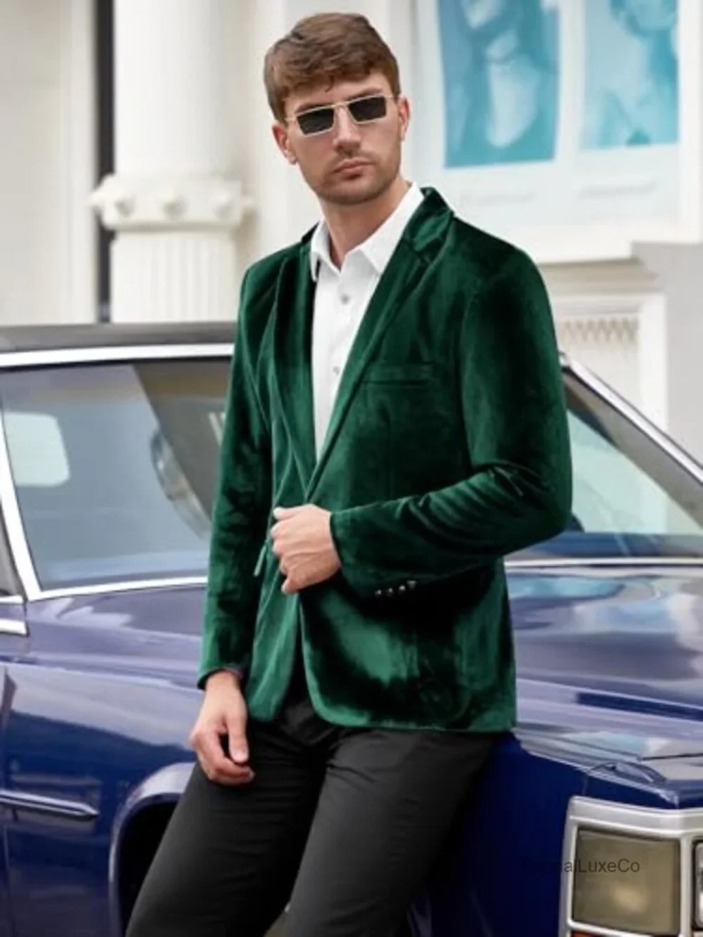 Men's Velvet Blazer Slim Fit One Button Tuxedo Sport Coat Prom Wedding